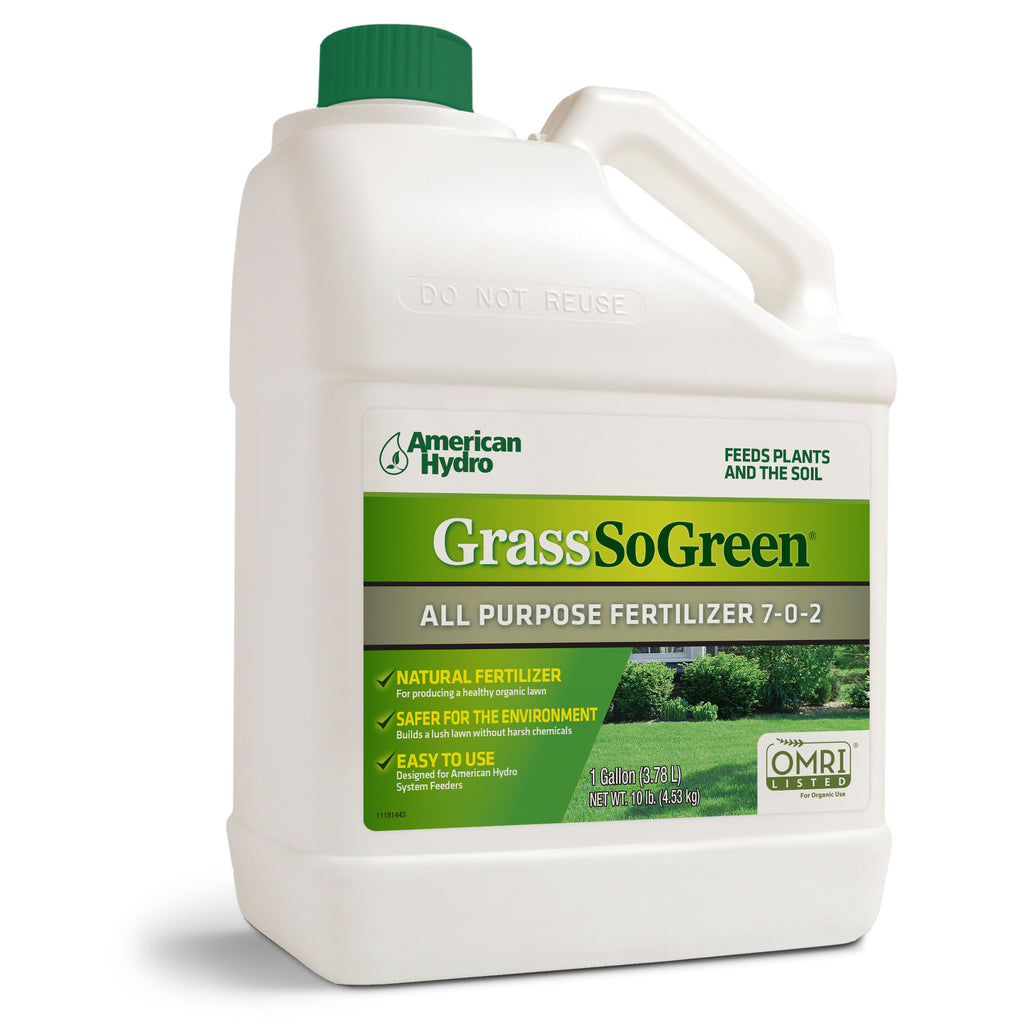organic liquid fertilizer for lawns GrassSoGreen Fertilizer, All Purpose Formula 7-0-2