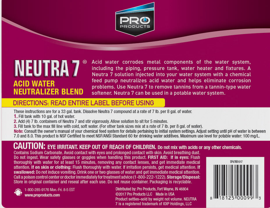 Neutra 7 Acid Water Neutralizer 7lb 4 units