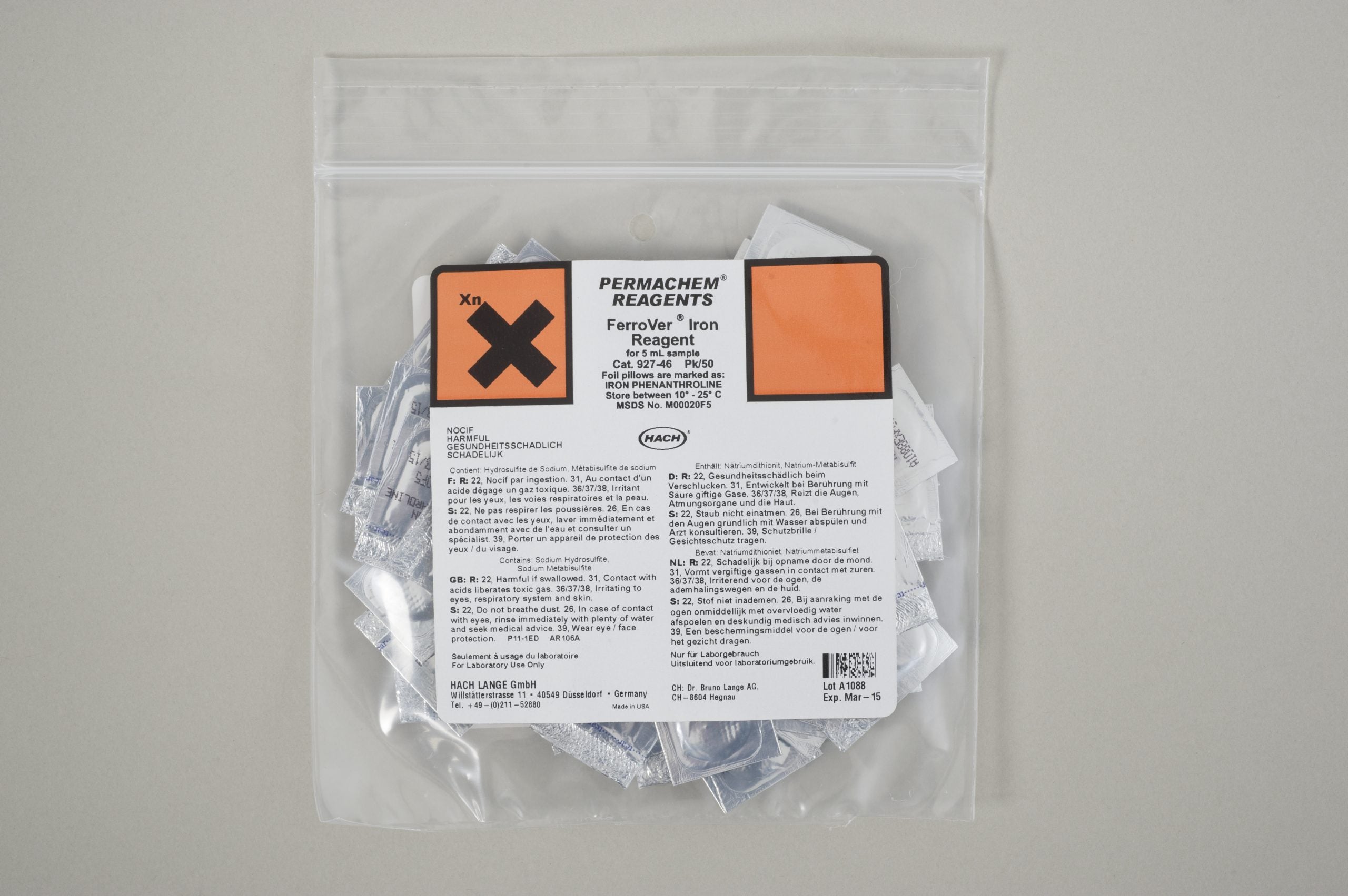 Replacement Parts for Field Analysis Kit - Iron Reagent Foil Pack (5 ml)