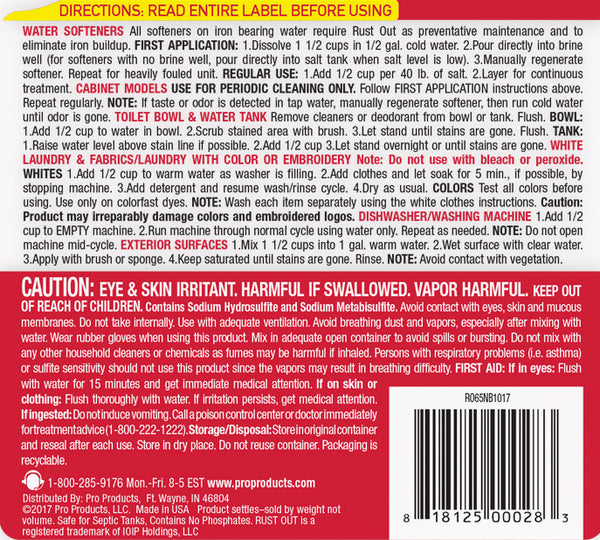 Rust Out® Water Softener Cleaner - High Iron - Pro Products
